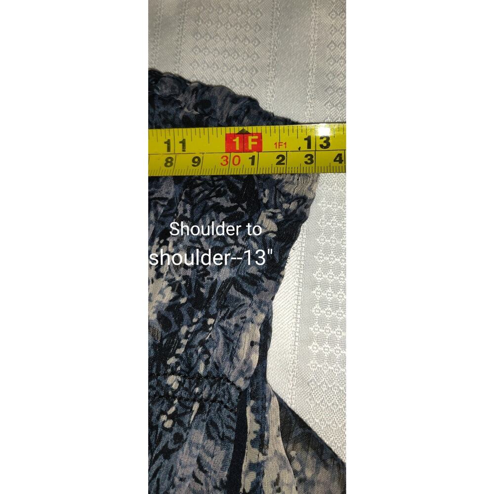 Joie Swing Dress Sz L Baltic Print Navy Blue/Black/White Mini Flowy Chiffon - Picture 15 of 16